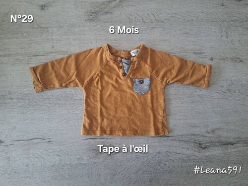 N°29 - Tee-Shirt Longues Manches - Tape À L'?il - 6 Mois