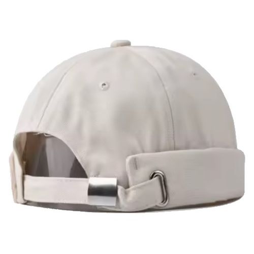 Bonnet Docker/Casquette Sans Visière, Kufi, Taille Réglable, Blanc Cassé