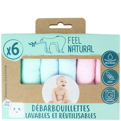 Feel Natural - Lot 6 Débarbouillettes Couches Et Langes 1 Pieces Unisex