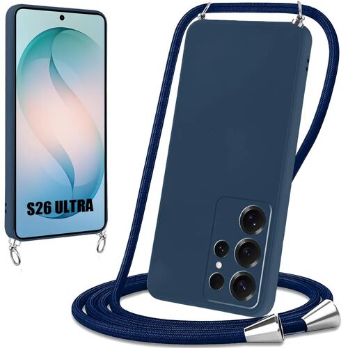 Coque pour Samsung Galaxy S26 Ultra, Protection Silicone Anti-Rayure avec Cordon Bleu Marine - E.F.Connection