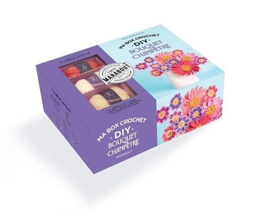 Ma Box Crochet Diy Bouquet Champêtre - Coffret Avec Des Pelotes 100% Coton, 1 Crochet, Du Fil Métallique, Du Scotch De Fleuriste