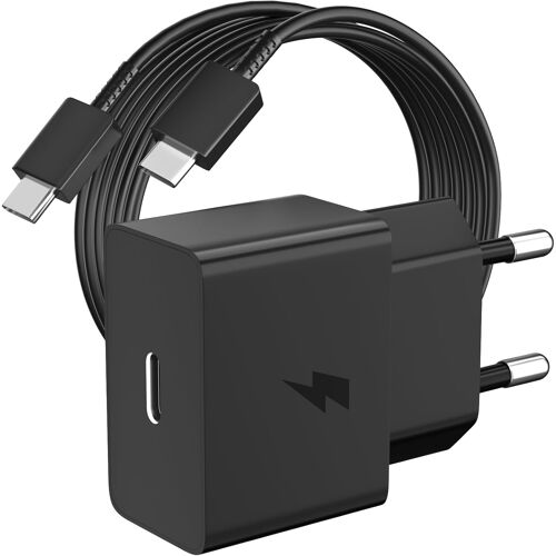JGD-25W Chargeur Mini et Câble 1 Mètre pour Galaxy A26 A16 A17 5G Samsung A35 A34 A55 A54 A53,Charge Rapide PD 25 Watt Type C Câble et Adaptateur de Chargeur USB C pour Galaxy S26 S25 S24 FE Tab Z Fo
