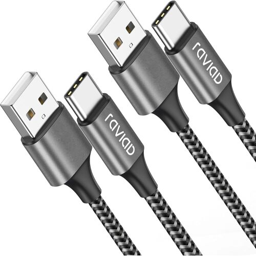 KALANKA-Cable USB C Charge Rapide 3.1A, [1M, Lot de 2] Câble USB vers USB C Nylon Cable Chargeur Type C pour iPhone 17 16 15, Samsung Galaxy S25 S24 S23 S22 S21 S20 S10, Huawei P40 P30, Redmi Note 10