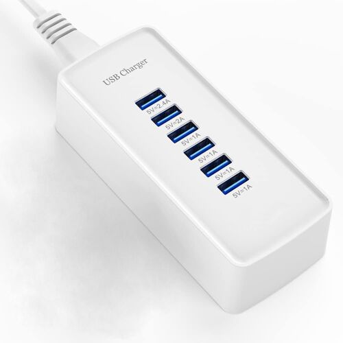 SUBZONAL-Chargeur Rapide USB, Station de Charge Portable 6 Ports pour Divers appareils, Compatible avec Les chargeurs USB pour iphone ipad, Samsung, Google, xiaomi, Huawei, etc.