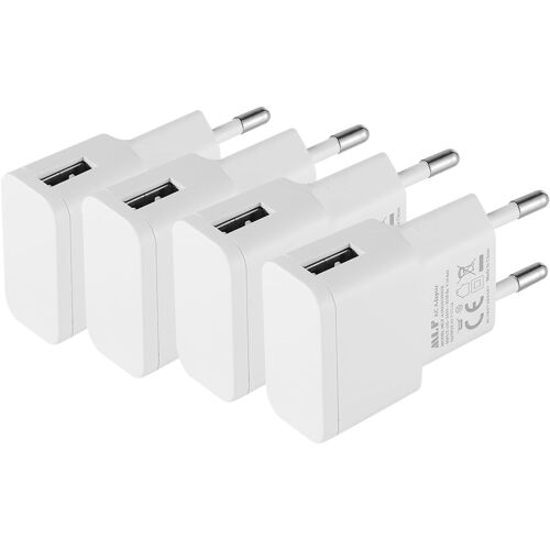 KALANKA-Lot de 4 Chargeur USB 5V 1A 5W AC DC Adaptateur Secteur pour caméras IP, tablettes, lecteurs MP3, liseuses, Smartphones, Outils électriques, etc
