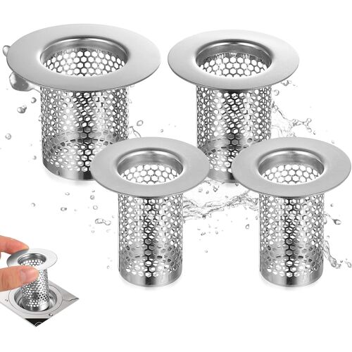 JGD-4 Pcs Attrape Cheveux Douches, Filtre Cheveux Douche, Filtre Lavabo, Crépine de Bonde de Baignoire/évier en Acier Inoxydable pour Receveur de Douche/évier de Cuisine (3 Tailles)