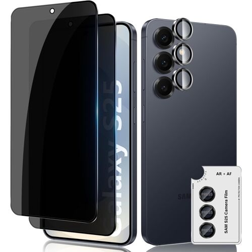 JGD-Anti-Espion Verre Trempé pour Samsung Galaxy S26 5G, 2+1 Pièces Anti-Spy Protection écran + Caméra Lentille Protecteur Film, 9H Dureté Sans Bulles Anti-Rayures Privacy Protecteurs d'écran