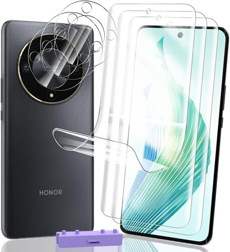 3+3 Pièces Protection Écran Pour Honor Magic 6 Lite Tpu Film Protection Non Verre Et Protecteur De Caméra Verre, Facile Installer, Anti-Rayures, Anti-Empreintes, Hd Doux Transparent Film