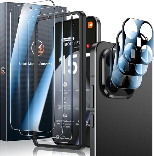 KALANKA-Verre Trempé For Xiaomi 15T Pro, Verre De Durété 9H,Prise En Charge De L'identification Par Empreinte Digitale Sans Bulles, Protection Pour 3 Caméras Et 3 Films
