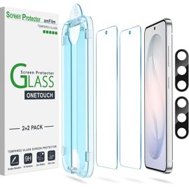 JGD-Lot de 2 + 2 Films de Protection en Verre Trempé pour Samsung Galaxy S26 Plus 5G, Dureté 9H avec Protection d'objectif d'appareil Photo, Installation Facile et sans Bulles