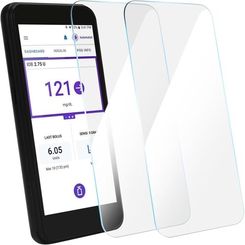 JGD-Omnipod 5 Lot de 2 films de protection d'écran en verre trempé compatibles avec le récepteur Omnipod 5 PDM, résistant aux rayures, anti-traces de doigts
