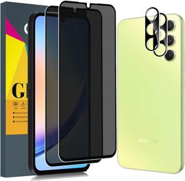 JGD-2 pièces Anti-Espion Verre Trempé pour Samsung Galaxy A34 5G et 2 pièces Caméra Arrière Anti-Spy Privacy Film Protection Vitre Couverture Écran Privé Protecteur pour A34 5G