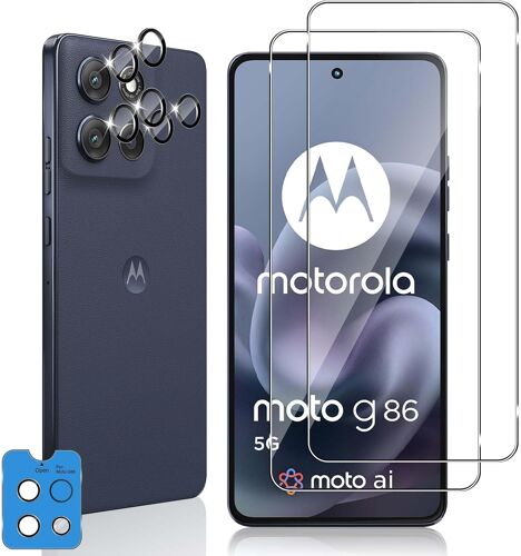 JGD-Verre Trempé pour Motorola Moto G86, 2 Pièces Protection écran Film avec 2 Pièces Caméra Arrière Protecteur, Dureté 9H Film Objectif Ultra HD Vitre Trempé
