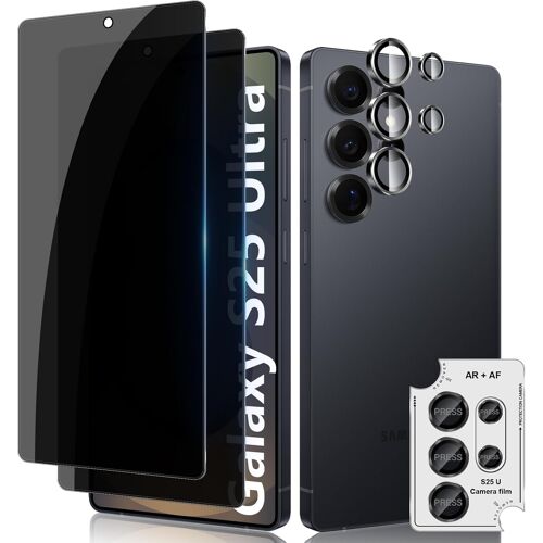 JGD-Anti-Espion Verre Trempé pour Samsung Galaxy S26 Ultra 5G, 2+1 Pièces Anti-Spy Protection écran + Caméra Lentille Protecteur Film, 9H Dureté Sans Bulles Anti-Rayures Privacy Protecteurs d'écran