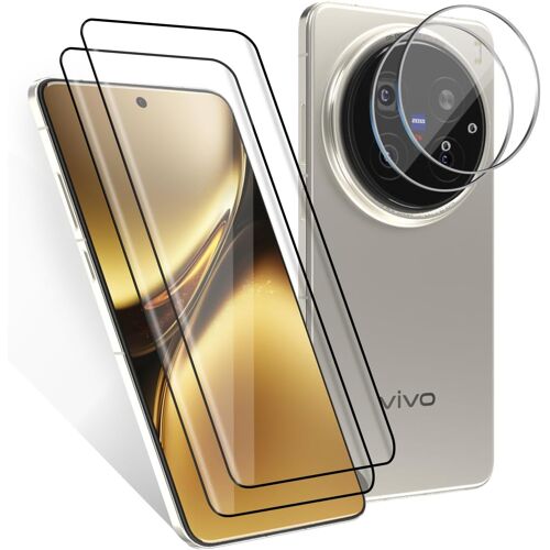 JGD-Verre Trempé pour Vivo X200 Pro Protection Ecran 2 pièces + Caméra Protecteur 2 pièces, Haut Définition, Dureté 9H,Sans Bulle, Anti-Rayures Protection Écran pour Vivo X200 Pro
