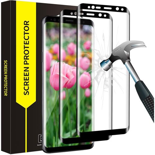 JGD-Verre Trempé pour Samsung Galaxy S8, 3D plein écran vitre protection, Haute Sensibilité Tactile, Dureté 9H, à l'épreuve des bulles, Haute définition Samsung S8 protection écran-2 pièces