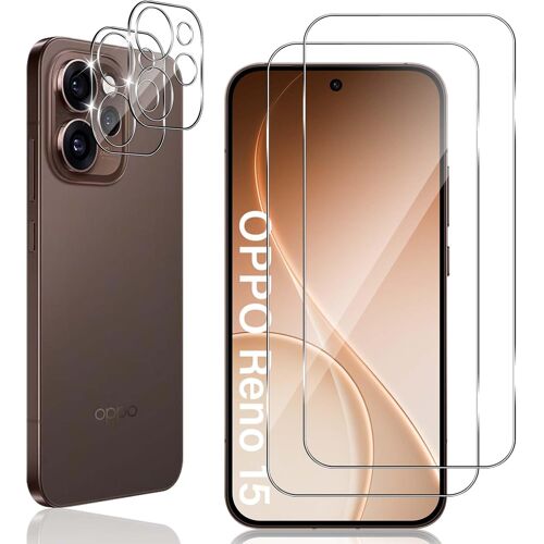 JGD-Verre Trempé pour Oppo Reno 15, 2 Pièces Protection écran Film avec 2 Pièces Caméra Arrière Protecteur, Dureté 9H Film Objectif Ultra HD Vitre Trempé