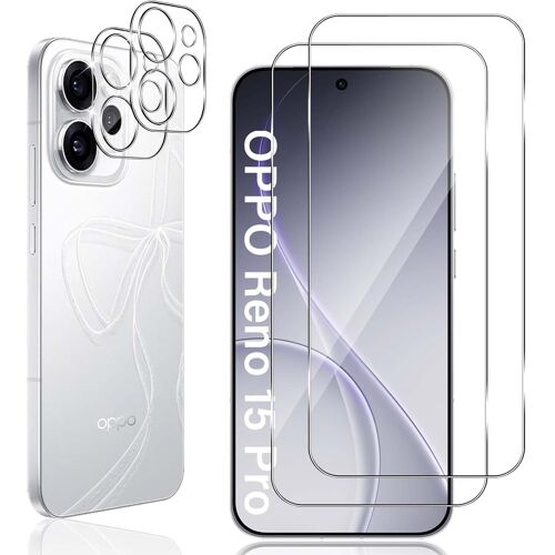 JGD-Verre Trempé pour Oppo Reno 15 Pro, 2 Pièces Protection écran Film avec 2 Pièces Caméra Arrière Protecteur, Dureté 9H Film Objectif Ultra HD Vitre Trempé