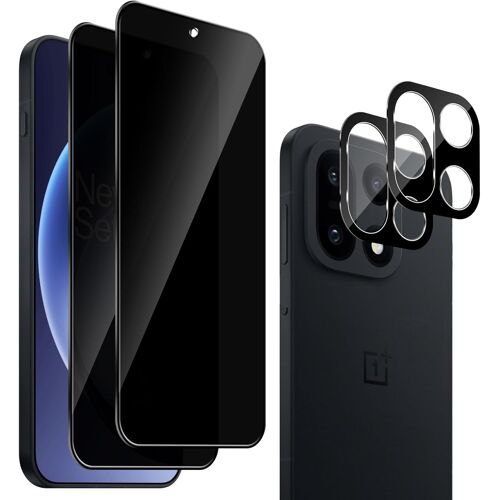 JGD-2+2 pièces Anti-Espion Verre Trempé pour Oneplus 15 + Protecteur d'Objectif de Caméra Arrière, 9H Dureté Privacy Protection écran, Anti-Rayures Anti-Spy Film