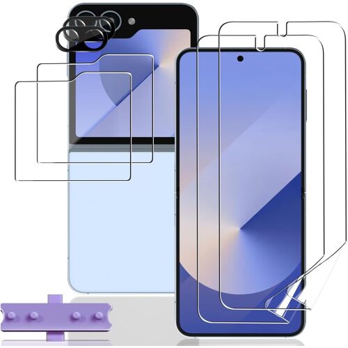 [2+2+2 Pi¿¿ces Protection ?cran pour Samsung Galaxy Z Flip 6 Verre Tremp¿¿, TPU Souple Film + Verre Tremp¿¿ Ext¿¿rieure + Samsung Galaxy Z Flip 6 Cam¿¿ra Arri¿¿re Protecteur, HD/Anti-Rayures