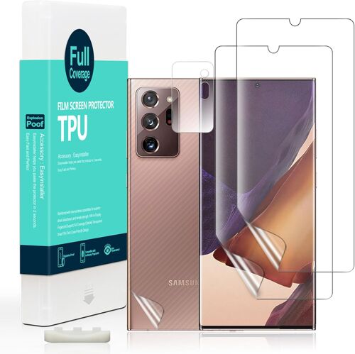 JGD-Protection d Écran pour Samsung Galaxy Note 20 Ultra 5G [Paquet de 2],Protecteur D'écran de Caméra,Protection arrière Effet Fibre de Carbone,Compatible avec Lecteur d'empreintes digitales