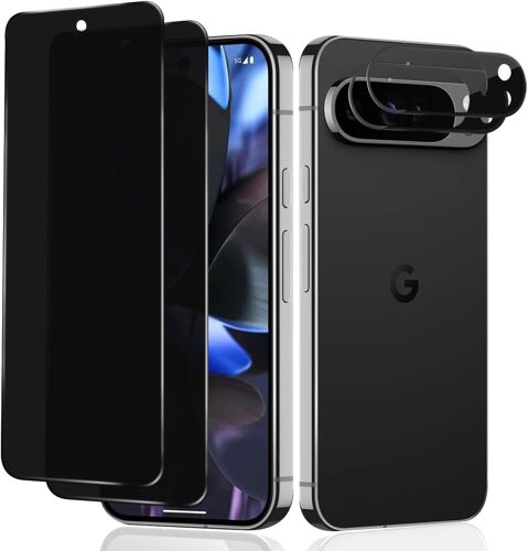 KALANKA-Anti-Espion Verre Trempé pour Google Pixel 9 Pro XL, [2+2 Pièces] Privacy Film Protection D'écran et Caméra Arrière Protecteur, Dureté 9H Anti Rayure sans Bulles, Facile à Installer