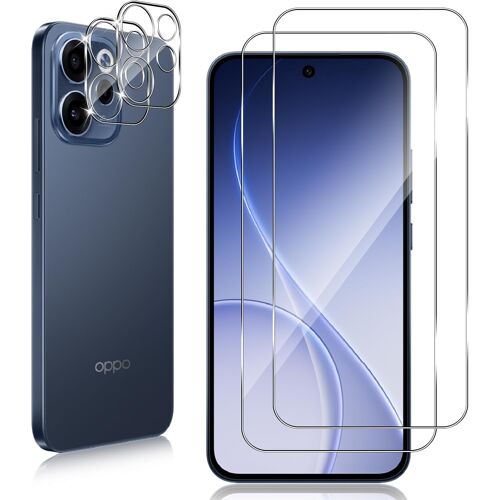 JGD-Verre Trempé pour Oppo Reno 15F, 2 Pièces Protection écran Film avec 2 Pièces Caméra Arrière Protecteur, Dureté 9H Film Objectif Ultra HD Vitre Trempé