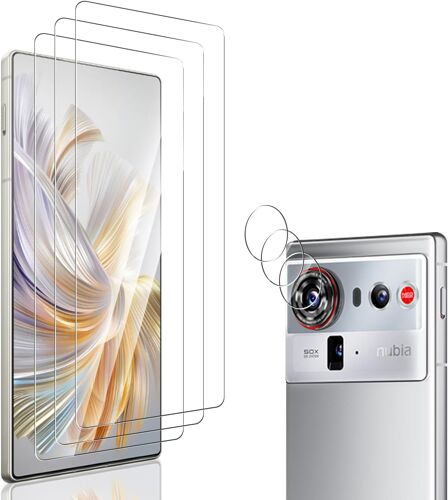 JGD-Verre Trempé pour ZTE Nubia Z80 Ultra Protection écran [3 Pièces] et Caméra Arrière Protecteur [3 Pièces], Transparent HD/Sans Bulles, Protection écran pour Nubia Z80 Ultra