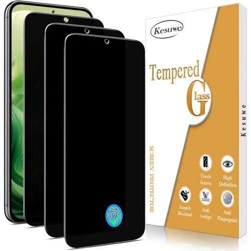 JGD-[3 Pièces] Verre Trempé Anti-Espion pour Samsung Galaxy S23 Plus, Compatible Empreinte Digitale ID, Anti-Spy Film Protection écran, Dureté 9H, Anti Rayures, Sans Bulles