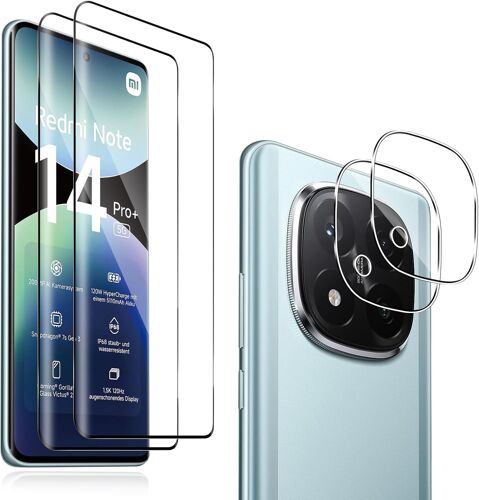 KALANKA-2+2 pièces Verre Trempé pour Xiaomi Redmi Note 14 Pro Plus avec Protecteur d'Objectif de Caméra, 9H Dureté Vitre Protection écran, HD Anti-Rayures Film, Sans Bulles