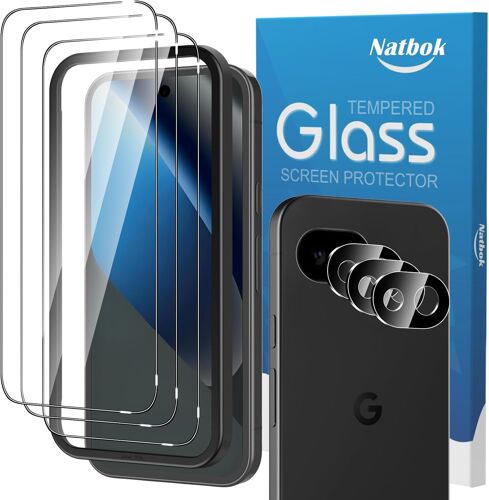 JGD-Verre Trempé pour Google Pixel 10a 5G, 3+3 Pièces Protection d'écran avec Caméra Arrière Protecteur Sans Bulles pour Pixel 10a 5G, Outil D'alignement Facile