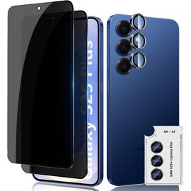 JGD-Anti-Espion Verre Trempé pour Samsung Galaxy S26 Plus 5G, 2+1 Pièces Anti-Spy Protection écran + Caméra Lentille Protecteur Film, 9H Dureté Sans Bulles Anti-Rayures Privacy Protecteurs d'écran