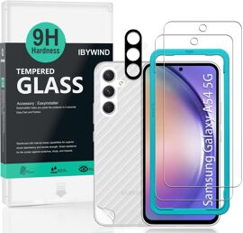 KALANKA-Protecteur d'écran pour Samsung Galaxy A54 5G(6.4""),avec 2 pièces en verre trempé,1 protection d'objectif d'appareil photo,1 film en fibre de carbone[pas de bulles]