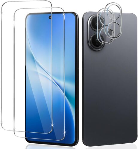 JGD-Verre Trempé pour VIVO V60 Lite 4G/5G Protection Ecran 2 pièces + Caméra Protecteur 2 pièces, Haut Définition, Dureté 9H,Sans Bulle, Anti-Rayures Protection Écran pour VIVO V60 Lite 4G/5G
