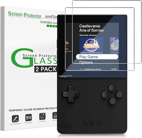 JGD-2 Pièces Protections d'écran en Verre Trempé Compatibles avec Analogue Pocket, Anti-reflet, Anti-rayures, Installation Facile