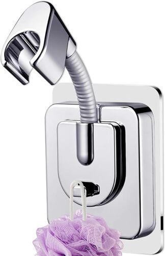 JGD-Support de pommeau de douche réglable à 360° sans perçage - Support de douche avec adhésif super puissant pour carrelage/verre, support de douche mural universel (antirouille, étanche