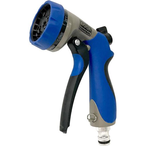 JGD-Aqua Control AMT42 Pistolet d'arrosage avec régulateur de débit, Métallique/Bleu/Noir, 11 x 19 x 4,5 cm