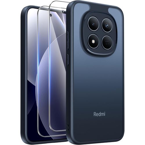 JGD-Coque Compatible avec Xiaomi Redmi Note 15 Pro 5G avec 2 Verre Trempé, Protection Antichoc Qualité Militaire, Antirayures étui de Protection Bumper Housse Arrière Translucide Givrée, Noir