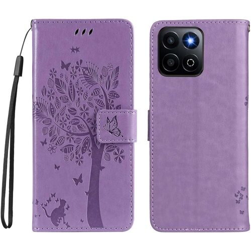 JGD-Coque pour Honor 400 Smart - Housse en Cuir PU, Étui Flip avec Silicone Antichoc, Bumper, Fermeture Magnétique & Support, Portefeuille et Folio -Cover Case -Violet