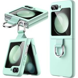 JGD-Coque pour Samsung Galaxy Z Flip 5 2023 avec Anneau, Étui Housse de Protection Antichoc Anti-Rayures Fine en PC Dur (Vert Menthe)