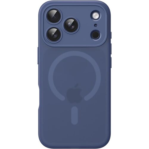 JGD-Coque Mate pour iPhone 17 Pro Max 6,9 Pouces Compatible avec MagSafe, Protection Complète d'Objectif de Caméra, Étui Housse Souple en TPU Givré Translucide Antichoc (Bleu Intense)