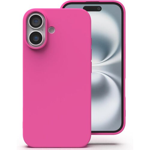 JGD-Silicone Coque pour iPhone 16 Plus, Anti-Poussière, Mince, Adapté à la Poche Coque pour Téléphone¿ Apple iPhone 16 Plus - Fuchsie