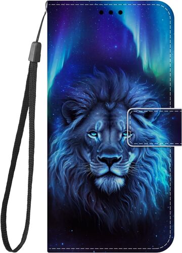 JGD-Coque Portefeuille pour Samsung Galaxy A17 5G Étui à Rabat Motif, Silicone Flip Case Antichoc Cuir Housse avec 360 Degrés Protection Cover - Lion étoilé