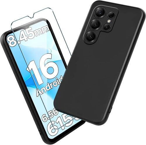 JGD-Coque pour Doogee Note 56X Cover avec 1 pièce Protection écran Verre Trempé - Silicone Bumper Noir Gel TPU Souple Housse Etui Protection Case (6.56")