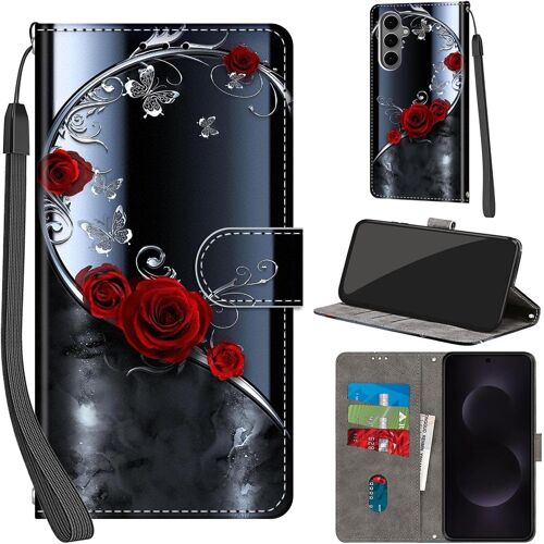 JGD-Coque pour Samsung Galaxy S25 FE 5G, Etui Protection Housse Premium en Cuir PU Portefeuille, [Ranges Cartes] [Fonction Support] Pochette pour Samsung S25 FE, Papillon d'argent