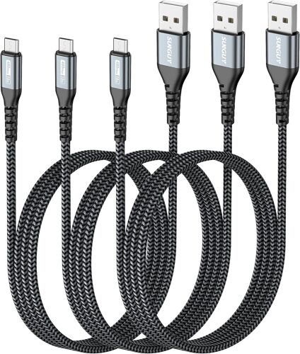 JGD-Câble Micro USB [1M/Lot de 2] Câble USB Micro USB 3A Charge Rapide Compatible avec Galaxy S6/S7 Edge,Moto,Sony,Huawei,Nokia,Kindle,Headset