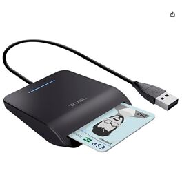 Lecteur DNI Trust, compatible avec tous les DNI, FIPS 201, FIPS TAA et ISO 7816 classes A, B et C, câble de 100 cm, USB Plug & Play