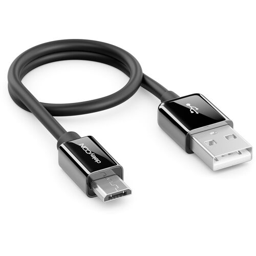 JGD-0,30m Micro USB Câble de Charge et de Données Court - Compatible avec Téléphones Android, Smartphones, Tablettes, Lecteurs MP3, Appareils Photo, etc. - Noir