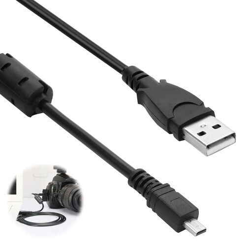 JGD-Câble de chargement mini USB compatible avec certains appareils photo numériques Fuji Finepix Nikon pour transfert d'images et certains modèles de chargement de batterie