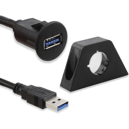 JGD-2 m Prise encastrée USB 3.0, prise USB 3.3' 3.0, câble d'extension 10 Gbps 5 V/2 A, prise pour montage en voiture, bateau, RV/moto, adaptateur mural
